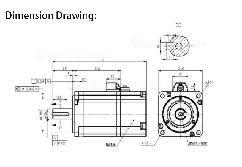 100W DC Servo Motor 60ASM100 36V 4.0A 0.318N.m 3000 RPM 60 x 60mm